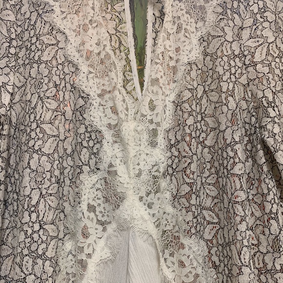 Free People White w/Black Lace tunic - Picture 2 of 6